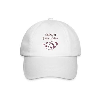 Süßer Panda tut nichts, um es heute ruhig angehen zu lassen - Baseballkappe - Weiß/Weiß - Vorne