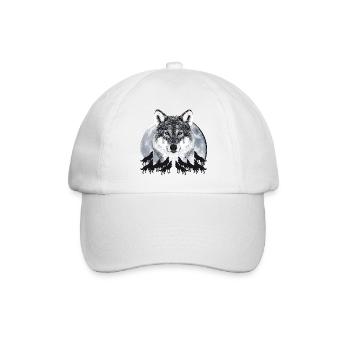 Wolf VollMond Pack Leader Rudelführer Dein Text - Baseballkappe - Weiß/Weiß - Vorne