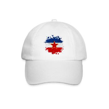 Jugoslawien Vintage Flaggen Klecks - Baseballkappe - Weiß/Weiß - Vorne