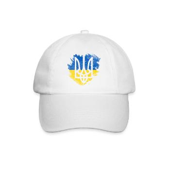 Brush-Ukraine-Dreizack-Flagge - Baseballkappe - Weiß/Weiß - Vorne