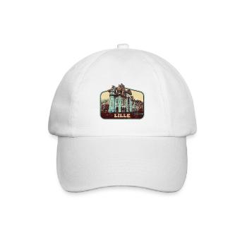 Retro-Abzeichen, Lille Frankreich ist meine Heimatstadt - Baseballkappe - Weiß/Weiß - Vorne