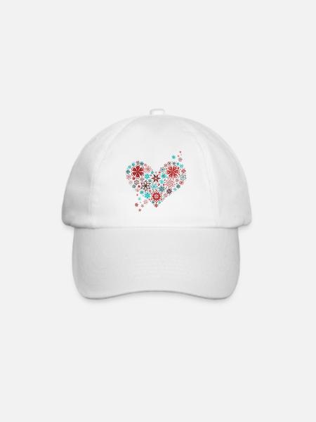 Frühling Blumen Herz Sommer Liebe Valentinstag Fun - Baseballkappe - Weiß/Weiß