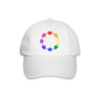Regenbogen Herzen - Baseballkappe - Weiß/Weiß - Vorne
