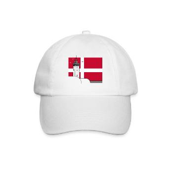 Dänemark Fahne mit Rubjerg Knude Leuchtturm - Baseballkappe - Weiß/Weiß - Vorne