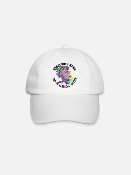 Noch näher es klatscht Glitzer Einhorn Geschenk - Baseballkappe - Weiß/Weiß