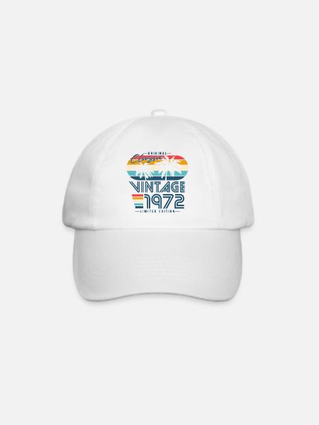 Vintage 1972 Jahrgang Geburtstag Retro Geschenk - Baseballkappe - Weiß/Weiß