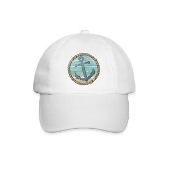 Anker Tau Seil Strand Vintage - Baseballkappe - Weiß/Weiß - Vorne