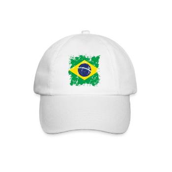 Brasilien Flagge Brasilianische Fahne Südamerika - Baseballkappe - Weiß/Weiß - Vorne