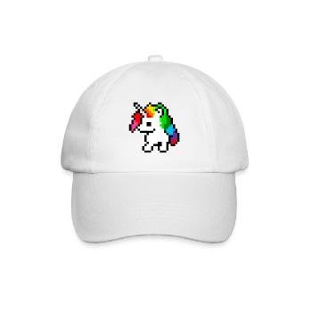 PixelEinhorn Regenbogen - Baseballkappe - Weiß/Weiß - Vorne