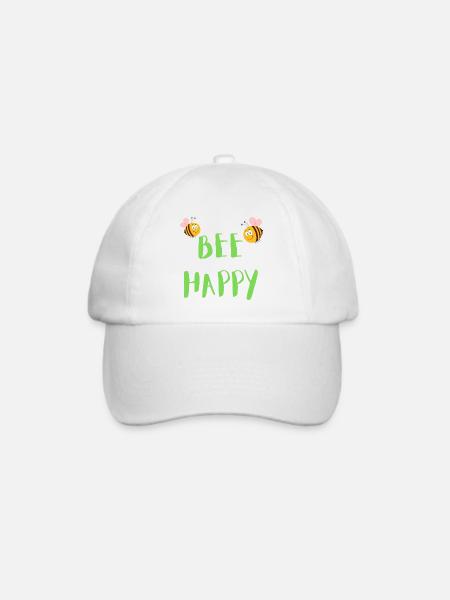 Bee Happy - Enjoy Life - Baseballkappe - Weiß/Weiß