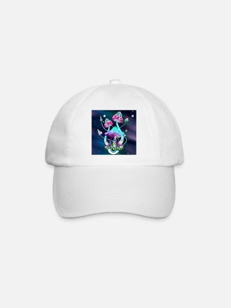 Magic Mushrooms Space art - Baseballkappe - Weiß/Weiß