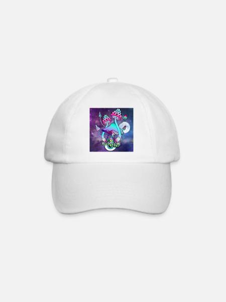 Magic Mushrooms Psychedelische Pilz Kunst - Baseballkappe - Weiß/Weiß