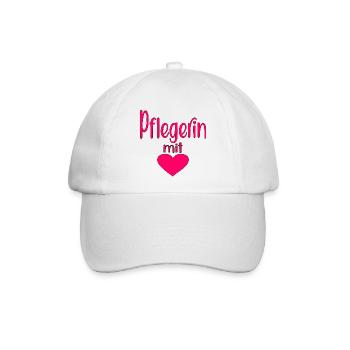 Pflegerin - Herz Symbol - Pflegefachfrau - DANKE - Baseballkappe - Weiß/Weiß - Vorne