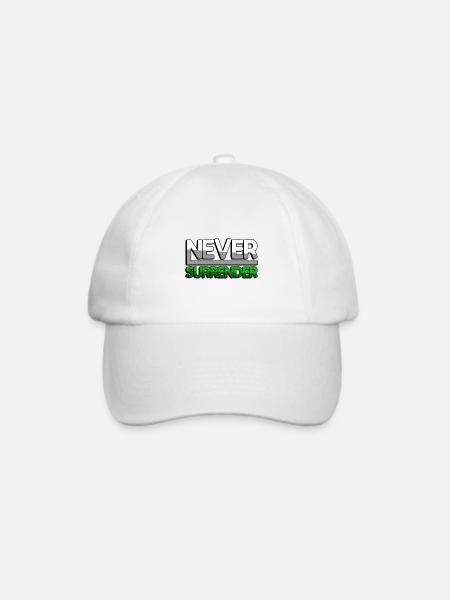 NEVER SURRENDER (Grün) - Gaming - Baseballkappe - Weiß/Weiß