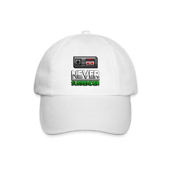 NEVER SURRENDER (Grün) + NES Controller - Gaming - Baseballkappe - Weiß/Weiß - Vorne