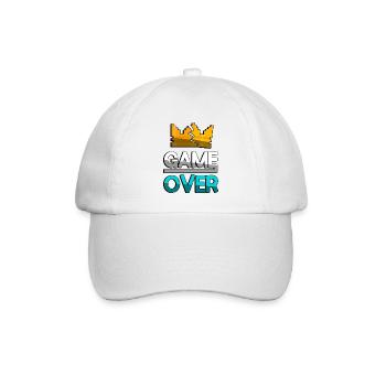GAME OVER (Türkis) + King Crown - Gaming - Baseballkappe - Weiß/Weiß - Vorne
