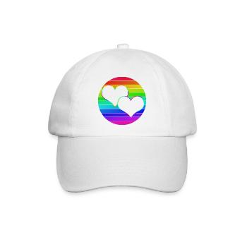 Regenbogen 2 verschlungene Herzen - Baseballkappe - Weiß/Weiß - Vorne