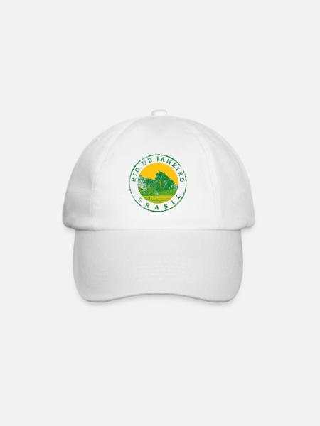 Rio de Janeiro Emblem: Strand & Berge - Baseballkappe - Weiß/Weiß
