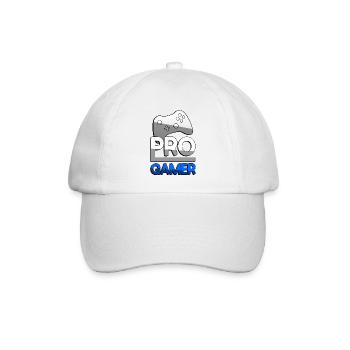 PRO GAMER (Blau) + Controller - Gaming - Baseballkappe - Weiß/Weiß - Vorne