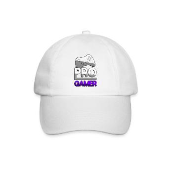 PRO GAMER (Lila) + Controller - Gaming - Baseballkappe - Weiß/Weiß - Vorne