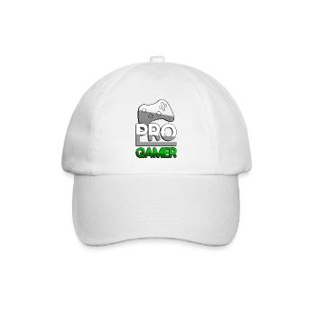 PRO GAMER (Grün) + Controller - Gaming - Baseballkappe - Weiß/Weiß - Vorne