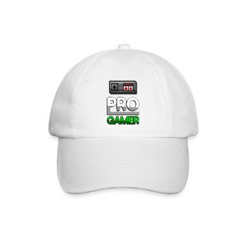 PRO GAMER (Grün) + NES Controller - Gaming - Baseballkappe - Weiß/Weiß - Vorne
