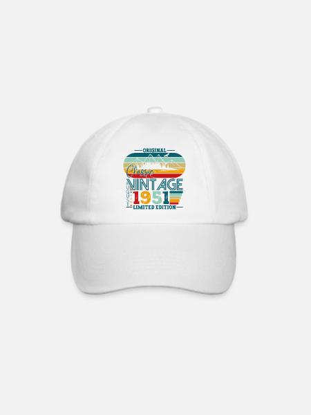 Original August Vintage 1951 Geburtstag Geschenk - Baseballkappe - Weiß/Weiß