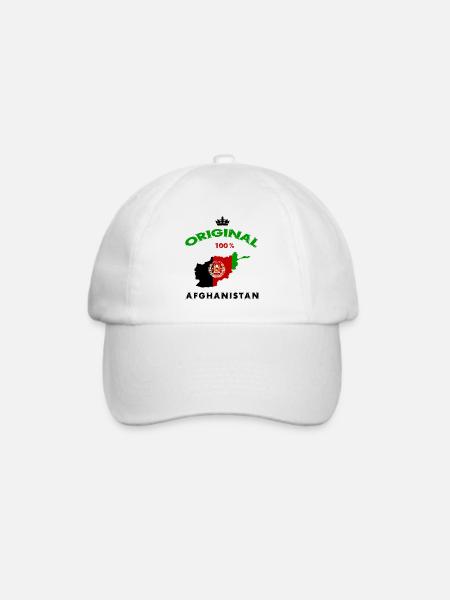 Afghanistan Original 100% Flaggen Design - Baseballkappe - Weiß/Weiß