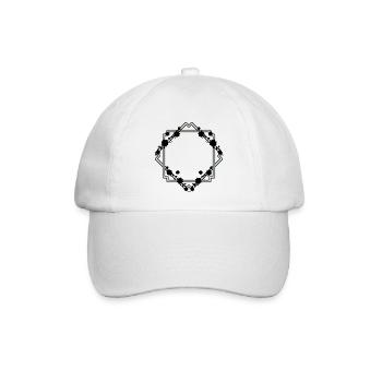 Rahmen Quadrat mit Blatt Verzierung - Baseballkappe - Weiß/Weiß - Vorne
