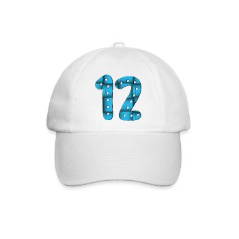 12. Geburtstag - Zahl 12 - ZWÖLF - ZWÖLFJÄHRIGER - Baseballkappe - Weiß/Weiß - Vorne