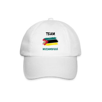 Team Mosambik Flaggen Design - Baseballkappe - Weiß/Weiß - Vorne