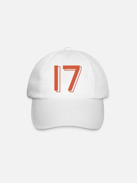 Trikotnummer 17 - Baseballkappe - Weiß/Weiß