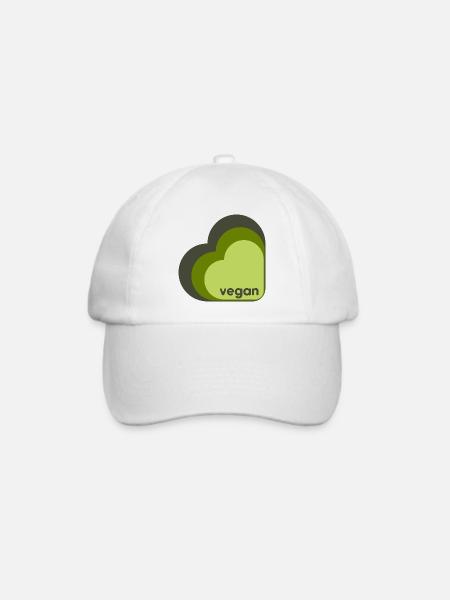 Grünes veganes Herz drei Farben - Baseballkappe - Weiß/Weiß