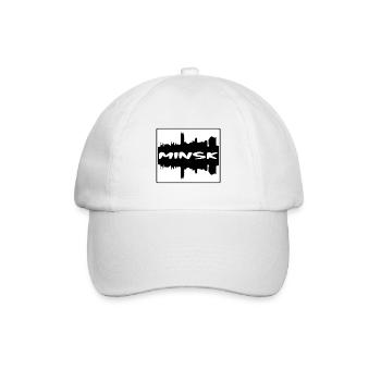 Minsk Weißrussland Skyline Silhouette Reise Souvenir - Baseballkappe - Weiß/Weiß - Vorne