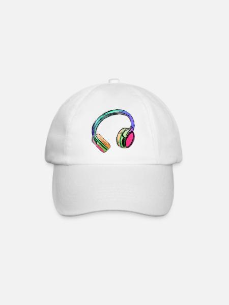 Kopfhörer - bunte Kunst - farbenfroh - Baseballkappe - Weiß/Weiß