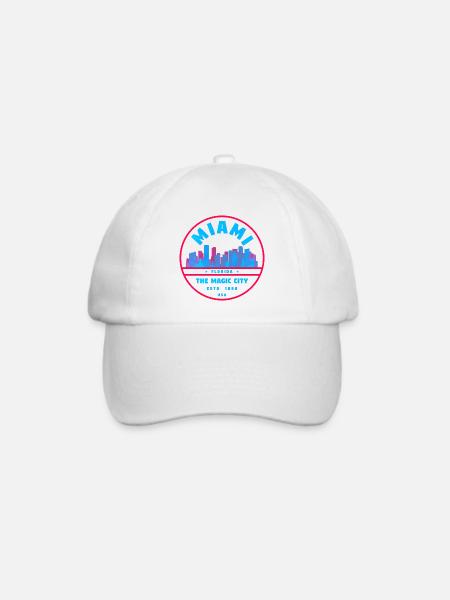 Miami Skyline Neon-Stempel - Baseballkappe - Weiß/Weiß