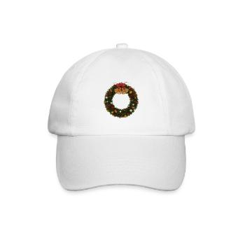 Weihnachtskranz mit Glocken und Schleife - Baseballkappe - Weiß/Weiß - Vorne