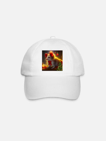 Niedliche kleine Weihnachtsmaus - Baseballkappe - Weiß/Weiß