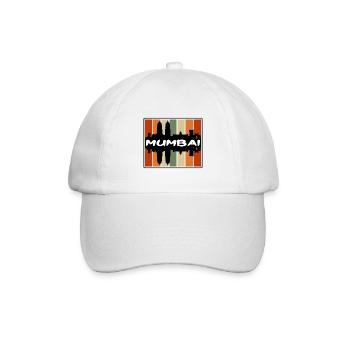 Mumbai Indien Skyline Silhouette Reise Souvenir - Baseballkappe - Weiß/Weiß - Vorne
