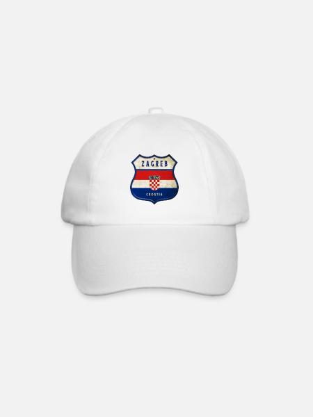 Zagreb Kroatien Flaggen Wappen Design - Baseballkappe - Weiß/Weiß