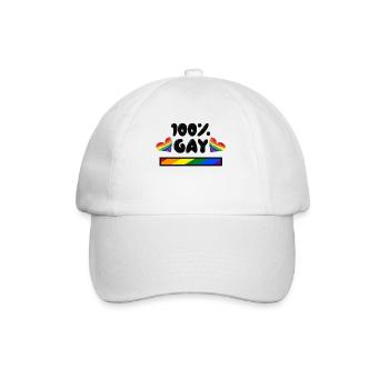 Gay Stolz Herz Regenbogen Lgbt Statement Homo - Baseballkappe - Weiß/Weiß - Vorne