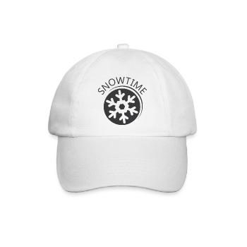 snowtime Schneeflocke Schneekristall Symbol Logo - Baseballkappe - Weiß/Weiß - Vorne