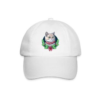 Schönes Weihnachtskatzendesign, ein ausgezeichnetes Weihnachtsgeschenk - Baseballkappe - Weiß/Weiß - Vorne