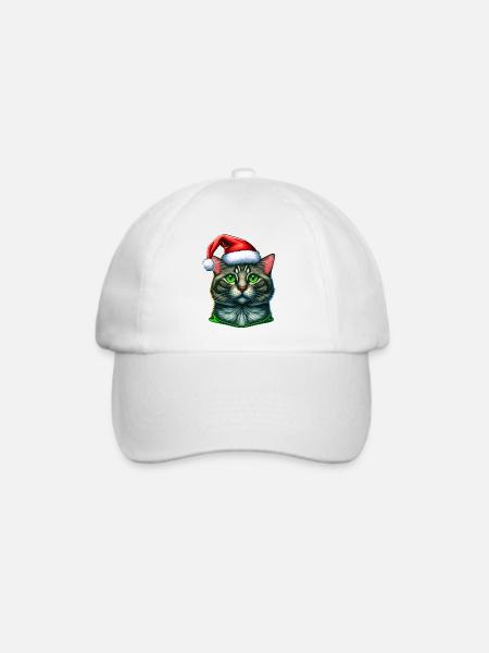 Wunderschönes digitales Winterkatzen-Kunstwerk, das perfekte - Baseballkappe - Weiß/Weiß