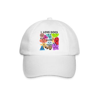 I Love Dogs in all Colors and Shapes - Baseballkappe - Weiß/Weiß - Vorne