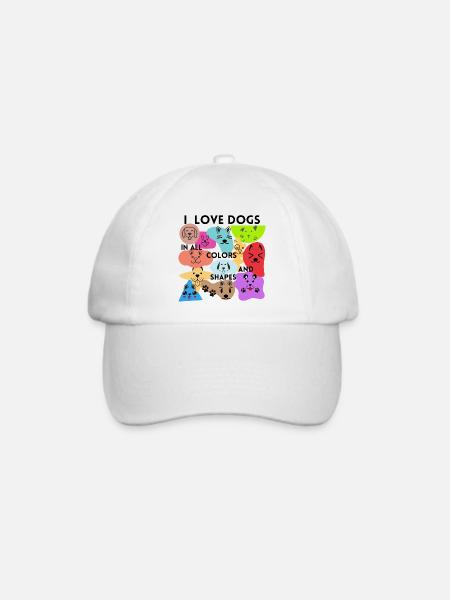I Love Dogs in all Colors and Shapes - Baseballkappe - Weiß/Weiß