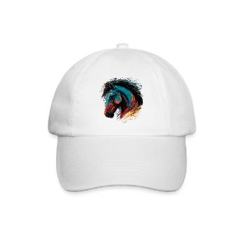 Trendiges Pferdekopf-Design - Baseballkappe - Weiß/Weiß - Vorne