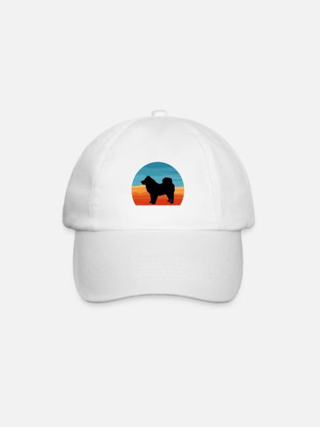 Eurasier Hundeliebhaber Silhouette Vintage Sonnenuntergang - Baseballkappe - Weiß/Weiß