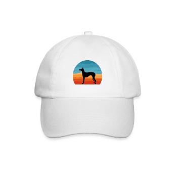 Ibizan Hound Dog Lover Silhouette Vintage Sonnenuntergang - Baseballkappe - Weiß/Weiß - Vorne