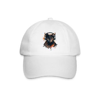 Gamer Katze - Baseballkappe - Weiß/Weiß - Vorne